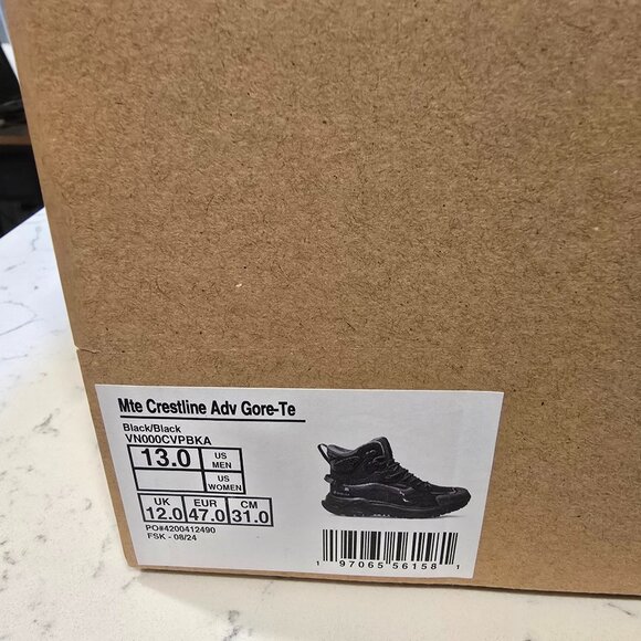 VANS Crestline GORE-TEX MTE Black / Black Boots Waterproof Men's Sz 13 NEW RARE - Picture 10 of 10